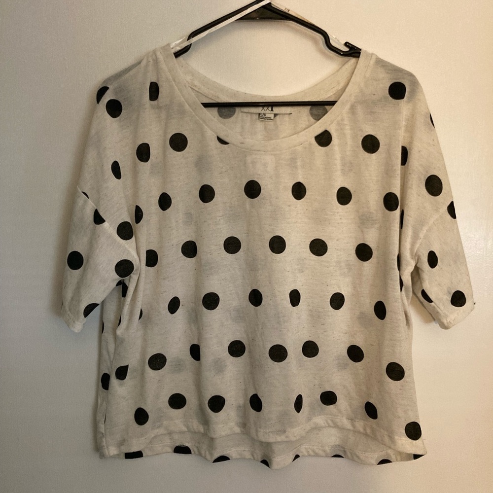 Oversized Poka Dot Crop Top